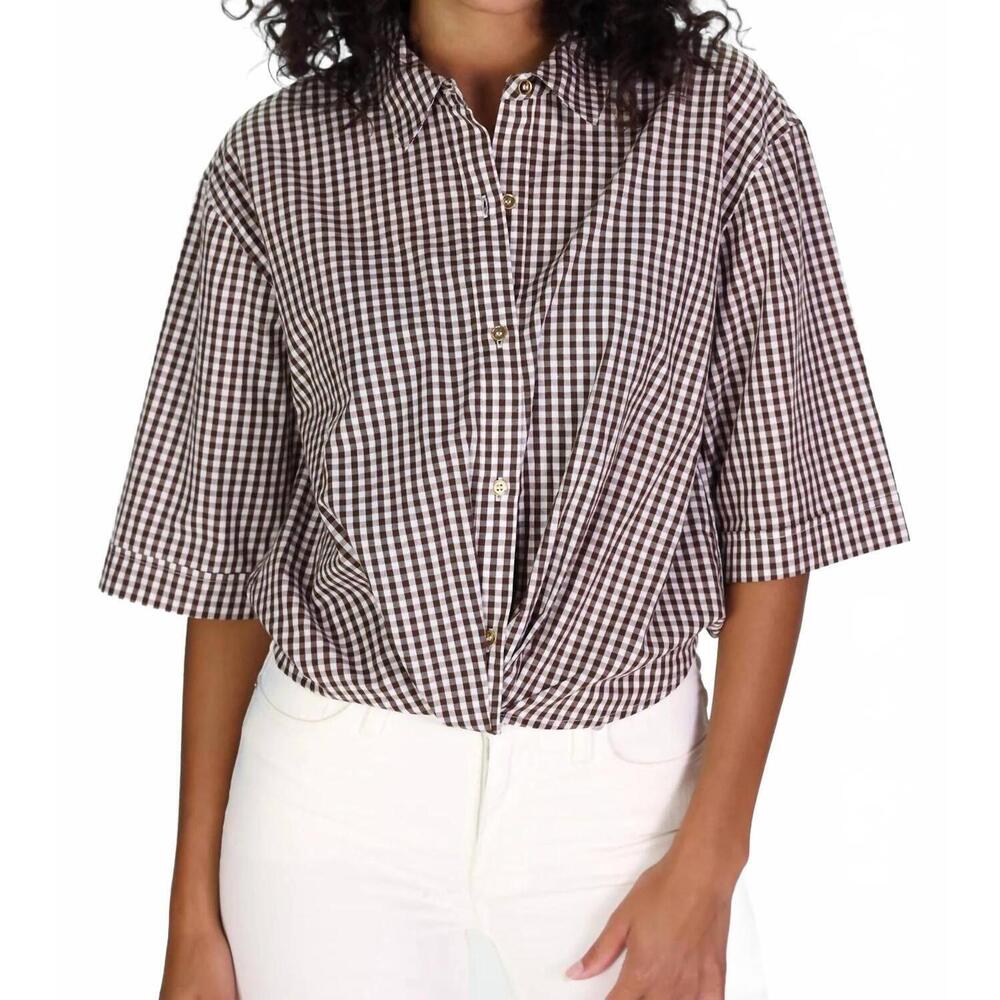 NEW DUFFIELD LANE livvy top in brown gingham